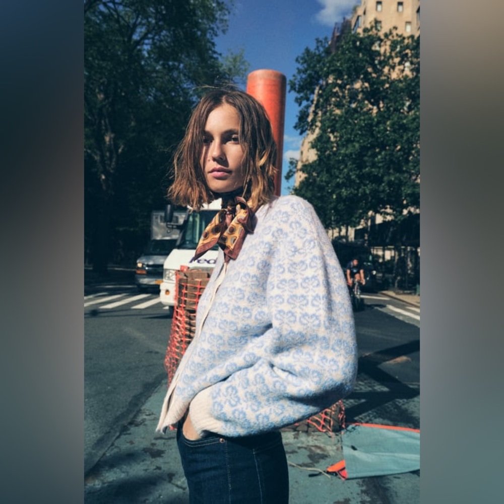 Zara Knit Jacquard Jacket Size M